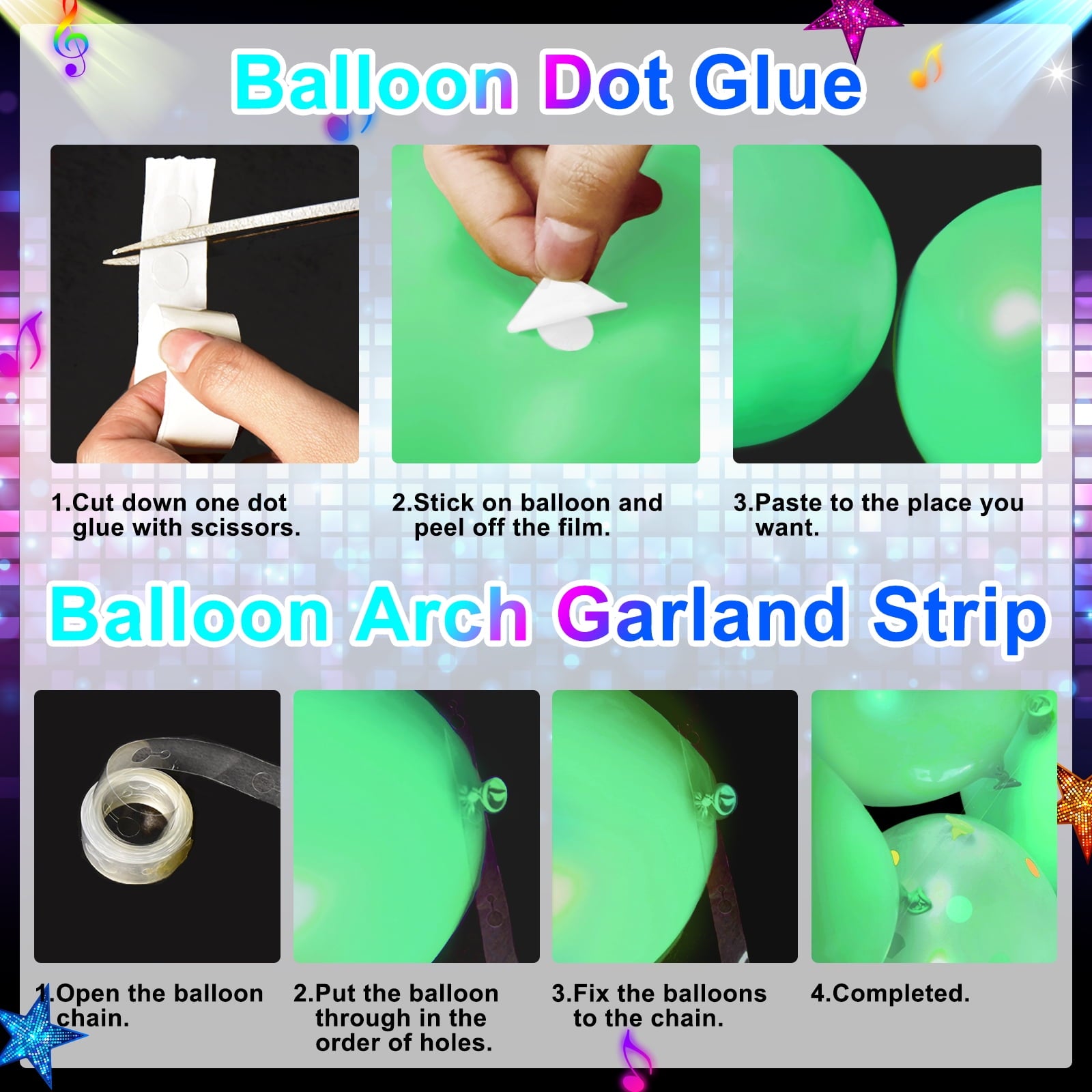 Mocsicka 70s Party Decorations 280 PCS Disco Party Decorations Kit Let's Boogie Backdrop Disco Balloons 70s Tableware Tablecloth Disco Party Supplies