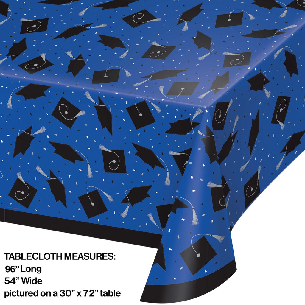 Creative Converting School Spirit Blue Graduation Plastic Tablecloths, 3 ct.