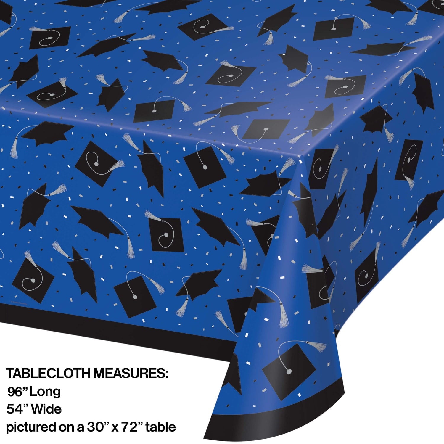 Creative Converting School Spirit Blue Graduation Plastic Tablecloths, 3 ct.