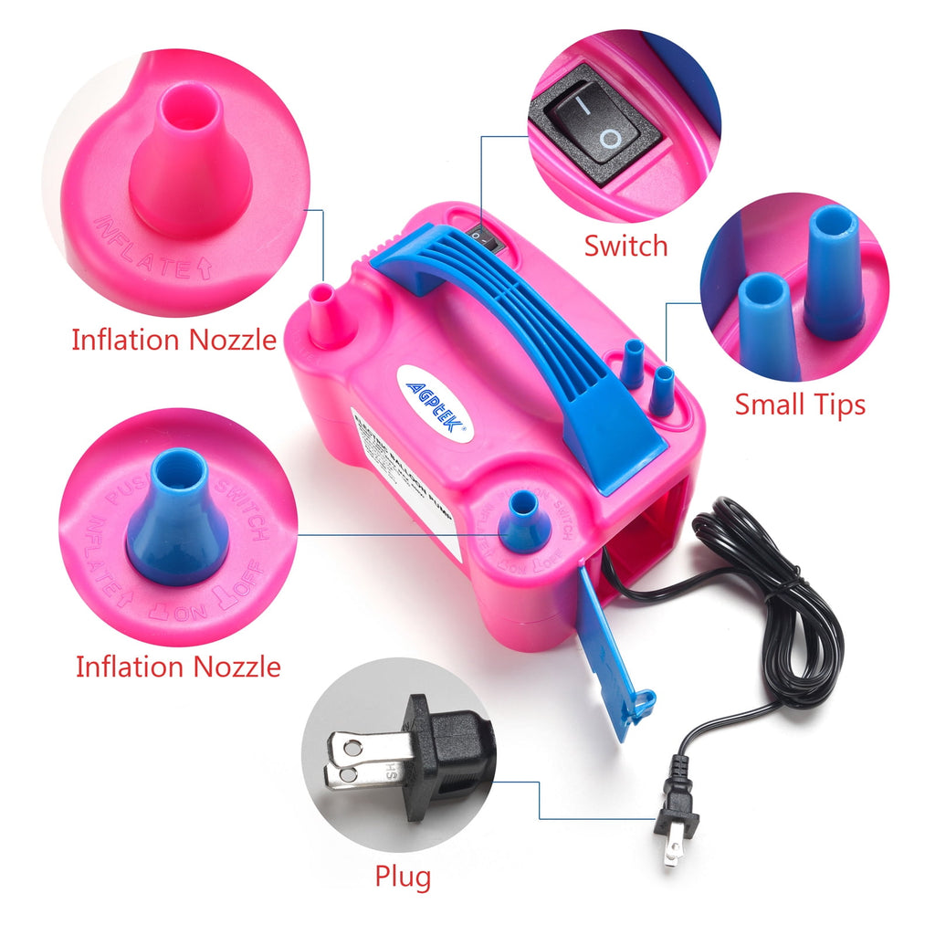 AGPTEK 110V 600W Electric Air Balloon Pump Dual Nozzle Inflator/Blower for Party Decoration