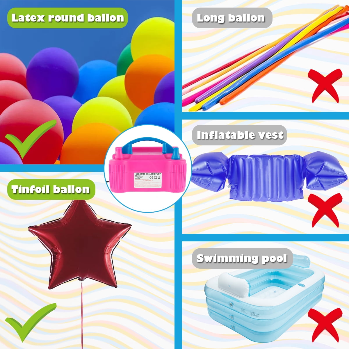 Lieonvis Electric Balloon Pump Dual Nozzle Balloon Blower Portable Balloon Inflator with Tying Tool Balloon Air Pump for Balloon Arch Garland Baby Shower Party Birthday Wedding Decoration 220V 600W Ro