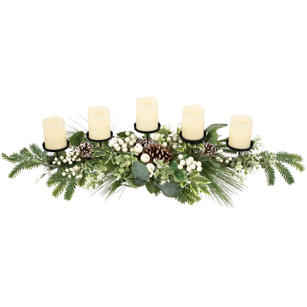 Northlight Berries and Eucalyptus Artificial Christmas Candle Holder - 42"