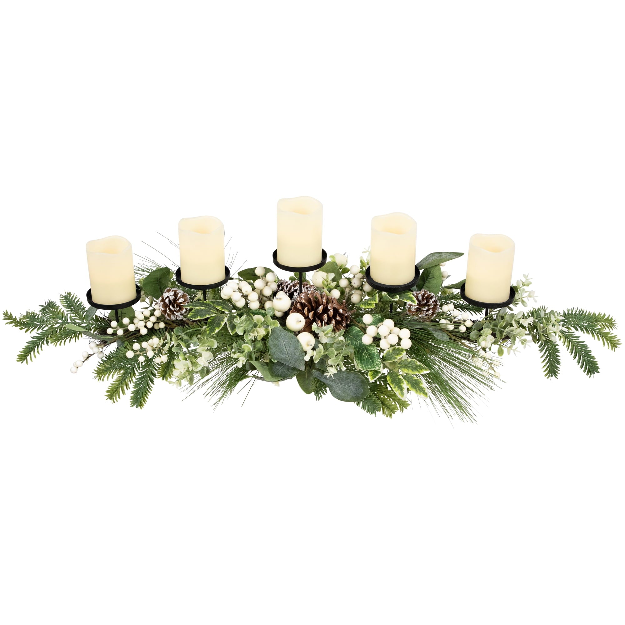 Northlight Berries and Eucalyptus Artificial Christmas Candle Holder - 42"