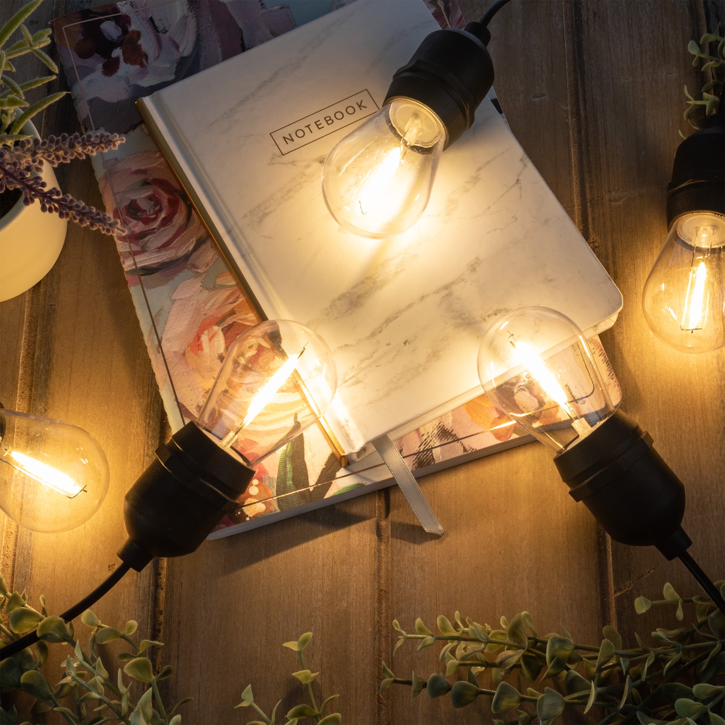Pure Garden 50FT Outdoor String Lights with Vintage-Style LED Edison Bulbs