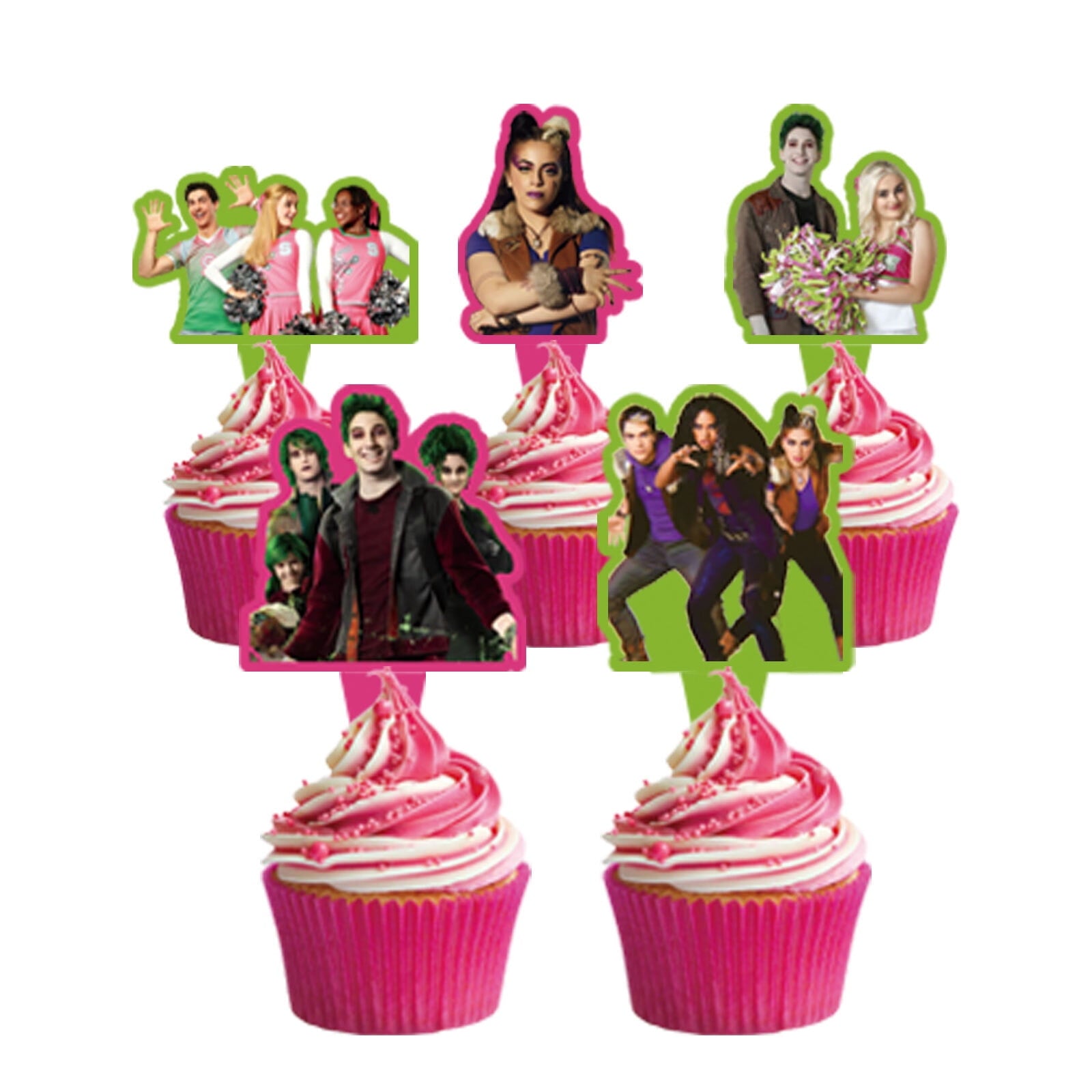 32 Pcs For Zombies Cartoon - Party Decoration Kit – Includes Backdrop, Cake Topper, 12 Cupcake Toppers, and 18 Balloons for Festive and Birthday Celebrations