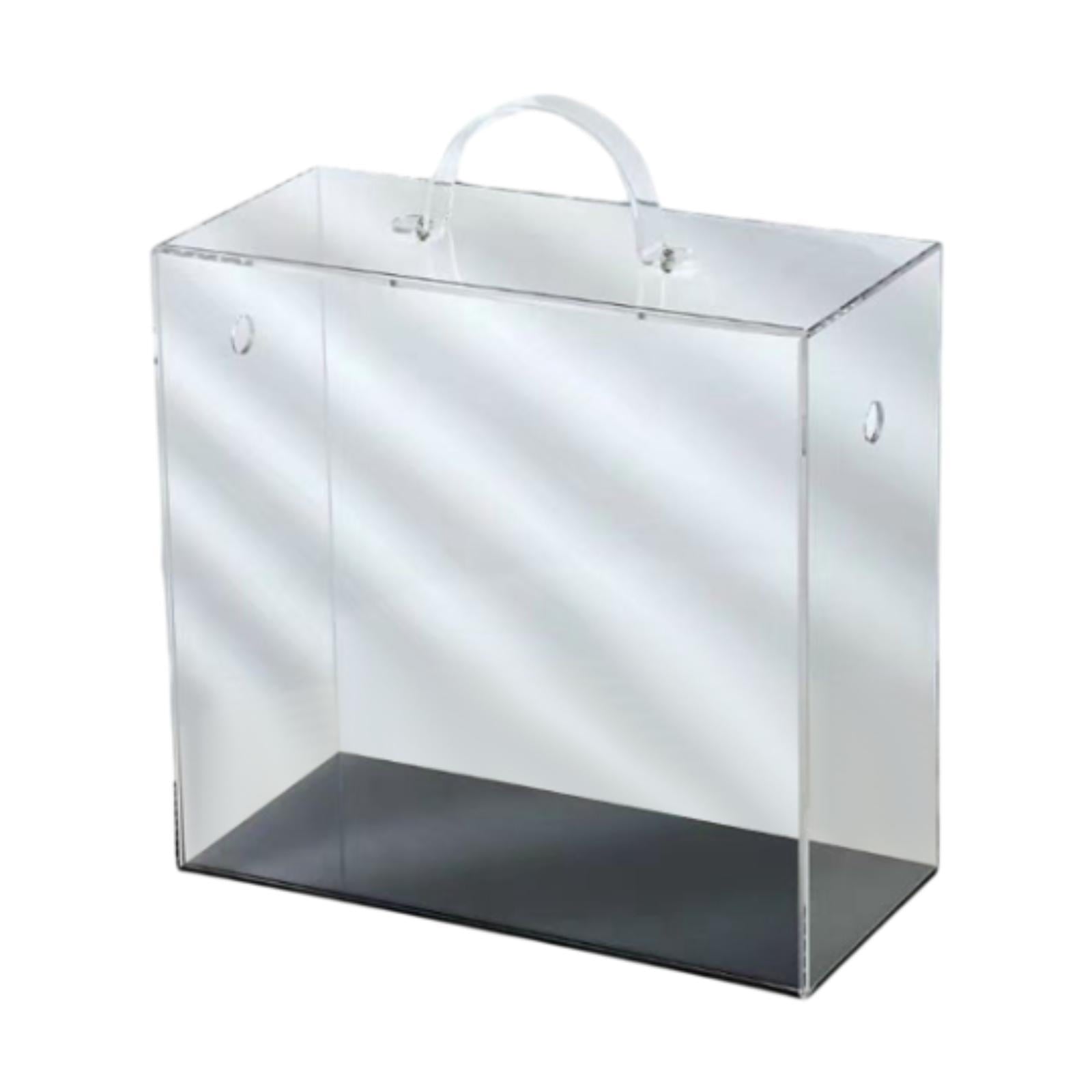 Sharprepublic Clear Acrylic Flower Box with Handle Elegant for Bridal Shower Gift Tote Bag 25.5x12x21cm