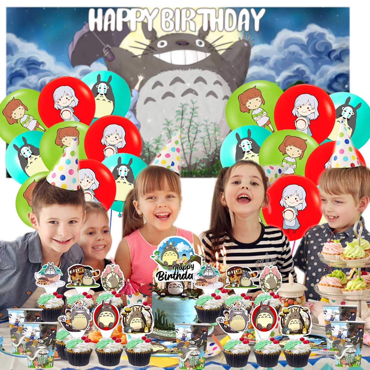 My Neighbor Totoro Birthday Party Supplies Balloons Paper Plates Decoration Cake Topper Decor Tableware Banner Backdrop