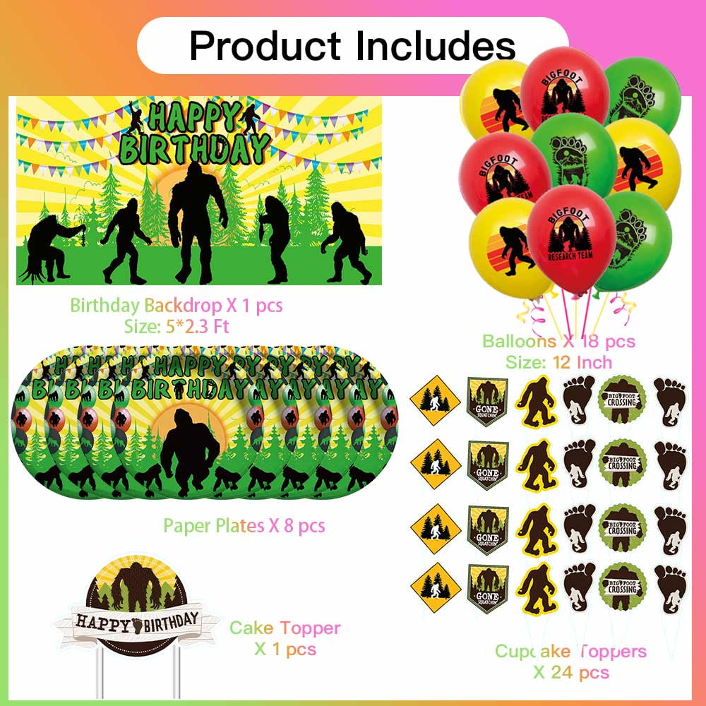 Big Foot Party Supplies Plates Decorations Birthday Cake Topper Banner Decor Backdrop Balloons