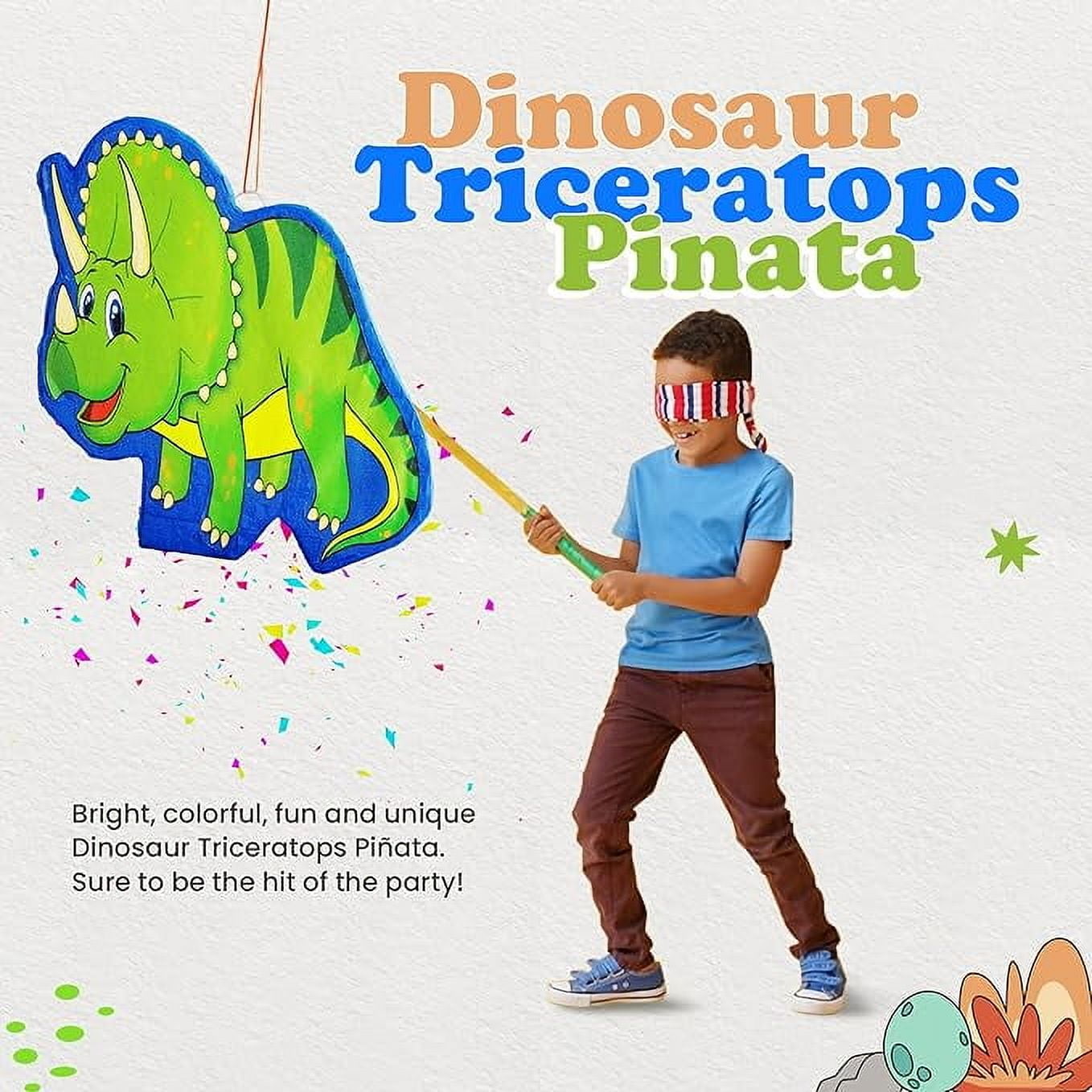 Dinosaur Triceratops Pinata Bulk Candy Fill Spill Pinatas - Dino Party Game for Kids Baby Boy Girl Birthday Parties Supplies - Animal Theme Cute Decor Party Favor, School, Event - 16 X 14 X 5.5 In