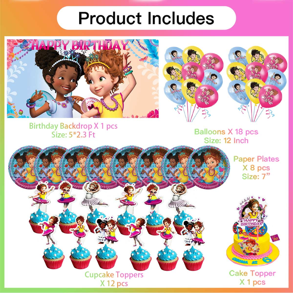 Fancy Nancy Balloons Party Supplies Decor Tableware Birthday Cake Topper Decorations Banner Backdrop