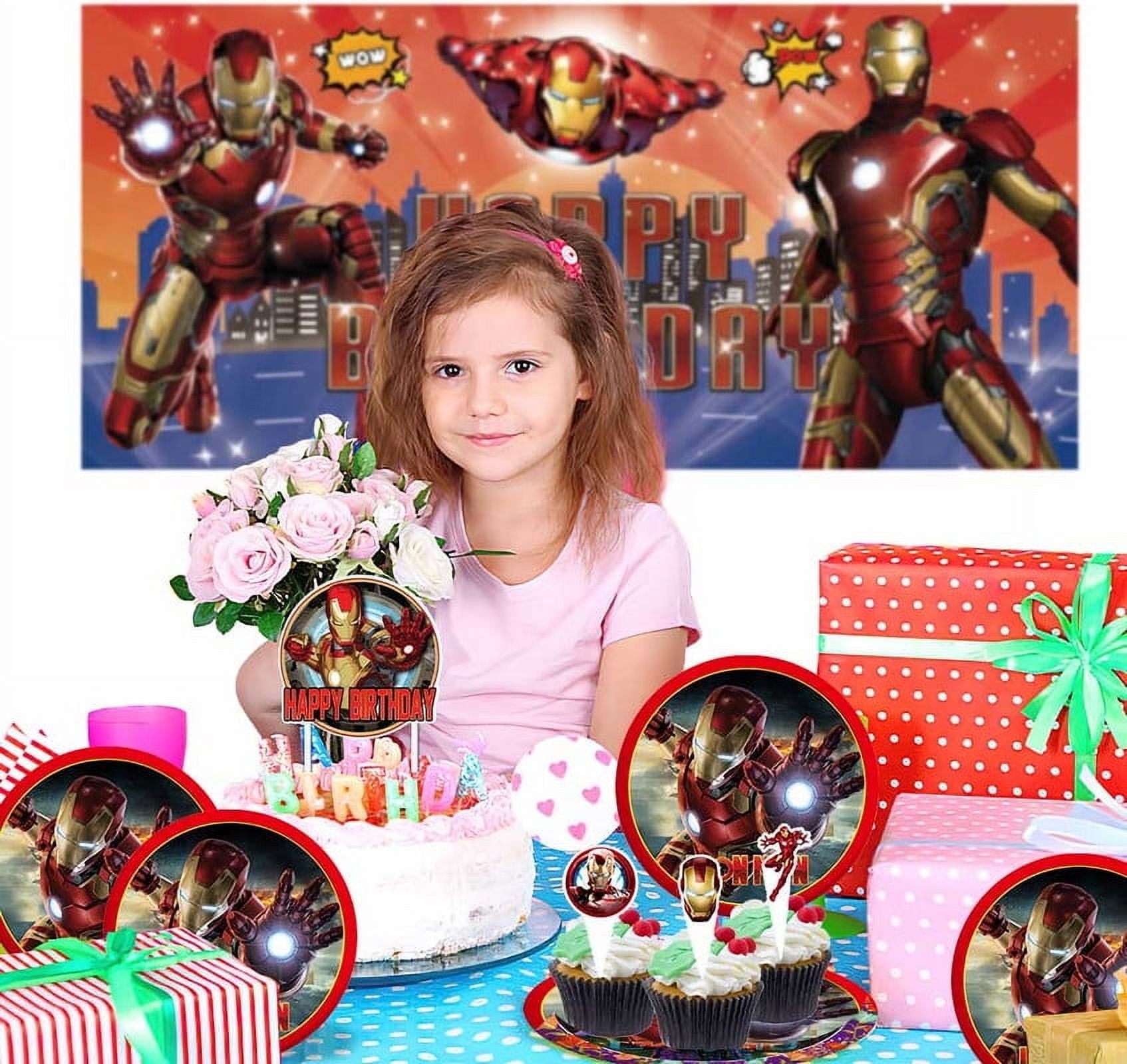 Iron Man Party Supplies Plates Decorations Birthday Cake Topper Banner Decor Backdrop Balloons