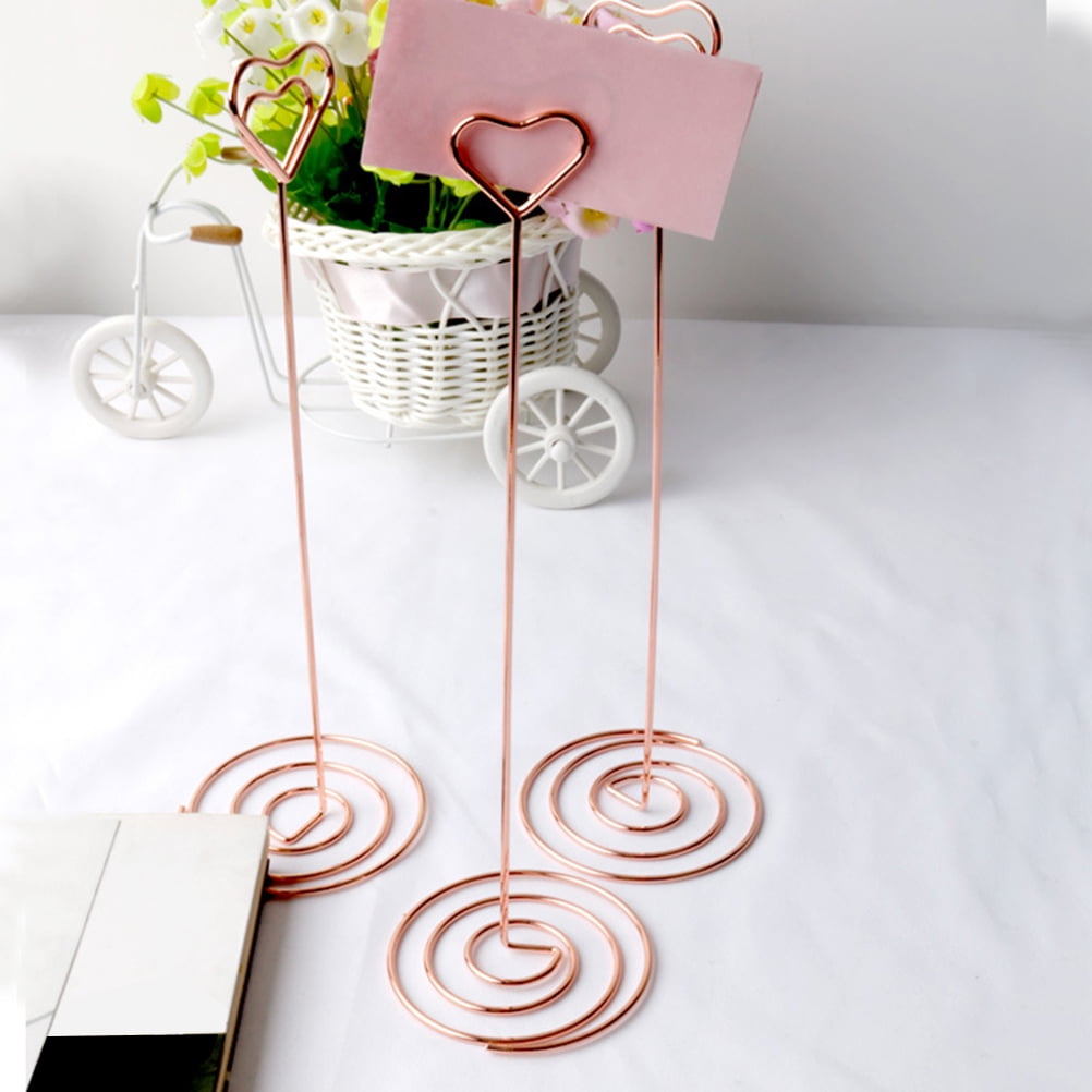 WHAMVOX 10Pcs Place Card Holders for Table Heart Shaped Stand Iron 2.8x2.8x8.7in