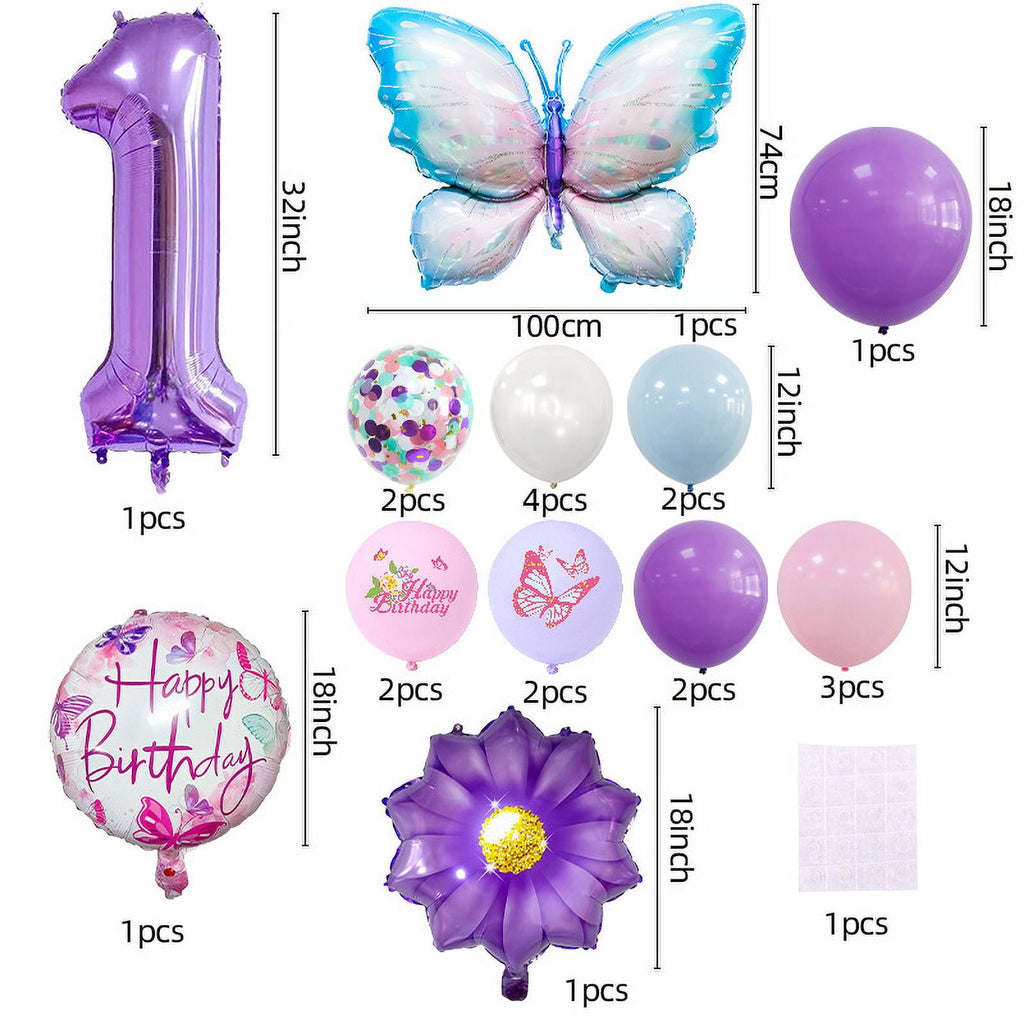 Purple Butterfly Number Balloon Set 1 2 3 4 5 6 7 8 9 Purple Number Children Birthday Party Decorative Balloons Wholesale (6)