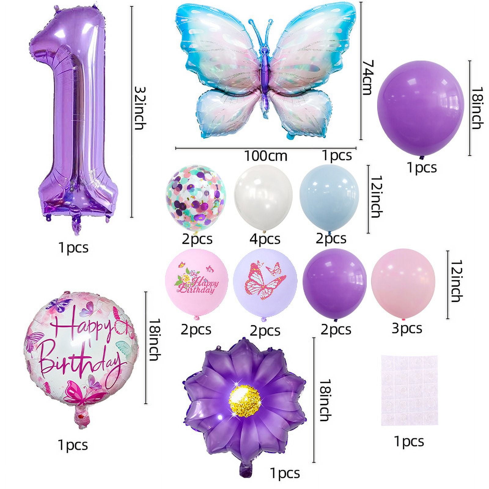 Purple Butterfly Number Balloon Set 1 2 3 4 5 6 7 8 9 Purple Number Children Birthday Party Decorative Balloons Wholesale (6)