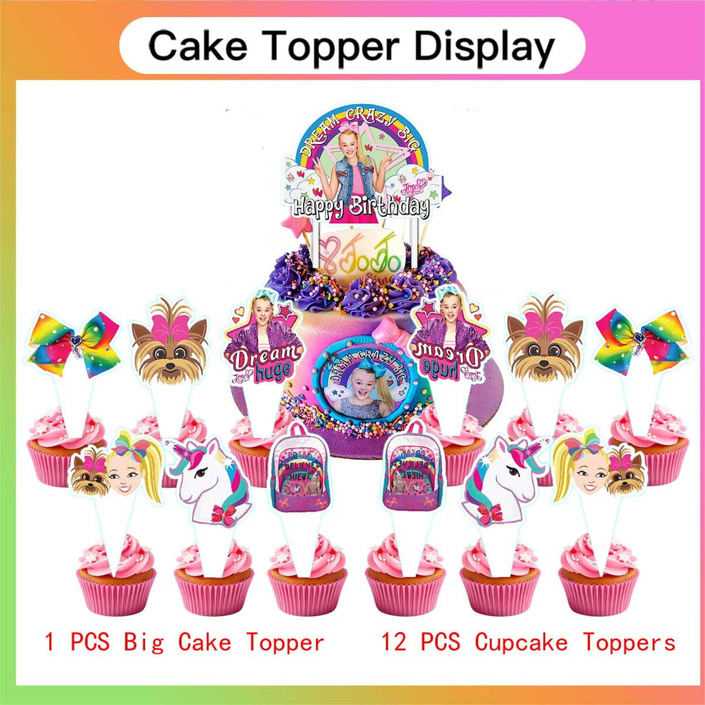 JOJO Siwa Party Supplies Balloons Tableware Decorations Birthday Plates Cake Topper Decor Banner Backdrop