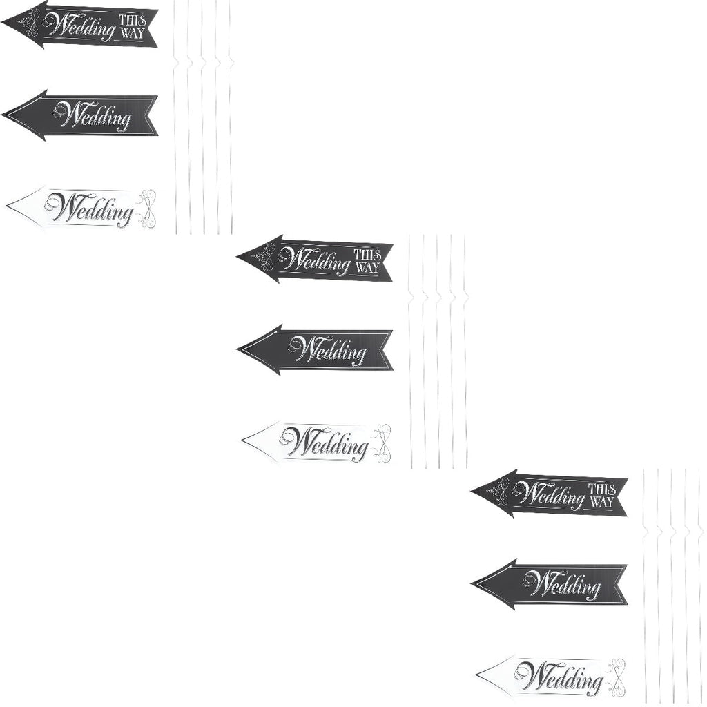 Worgeous 3 Sets  Wedding Signs Printing Wedding Directional Road Signs with Stand Rods