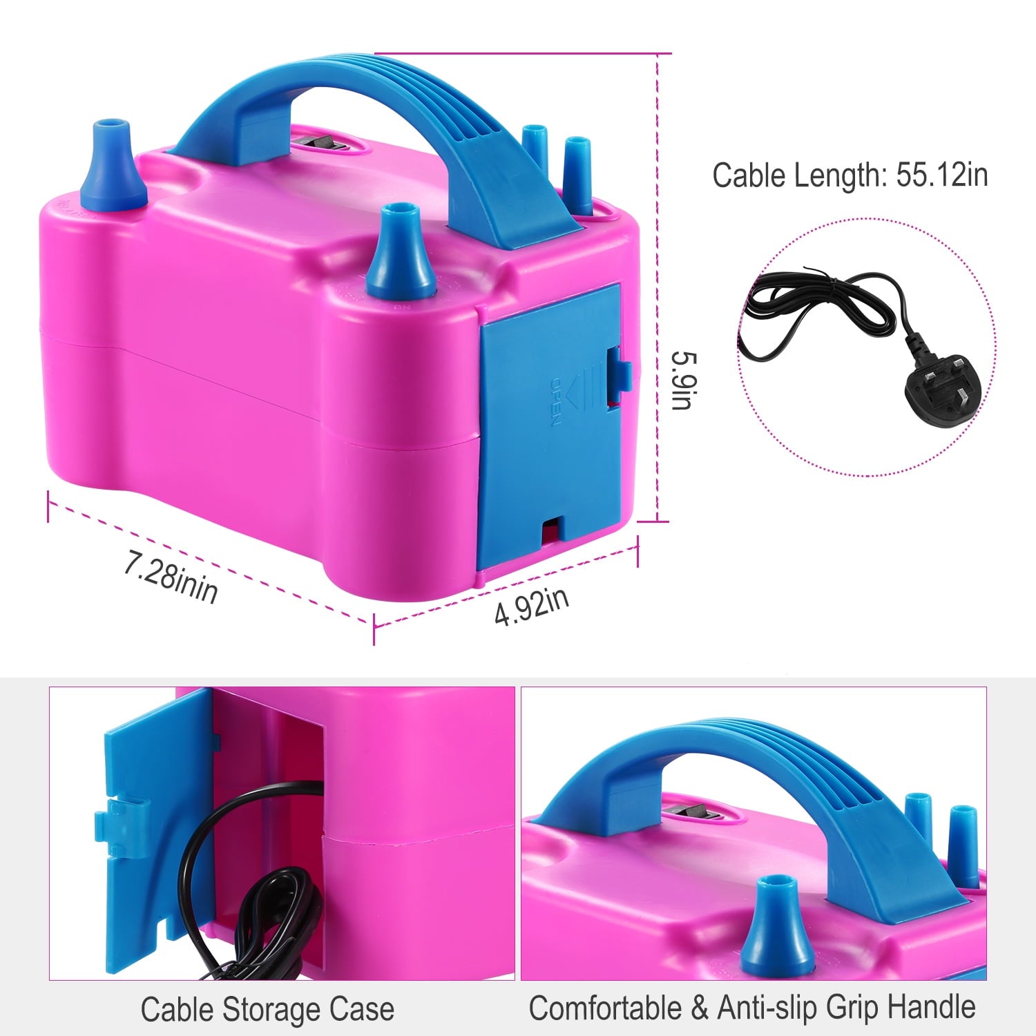 US 600W Electric Dual Nozzle Balloon Pump  Balloon Blower Inflator for Party Wedding Festival Decoration