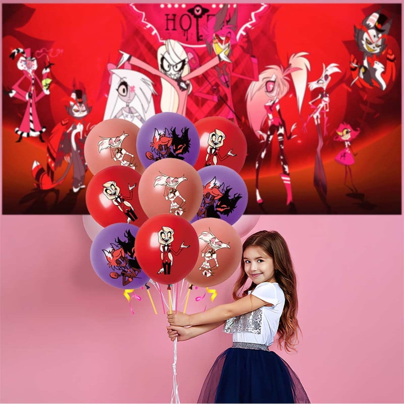 Hazbin Hotel Birthday Party Supplies Balloons Plates Decoration Cake Topper Decor Tableware Banner Backdrop