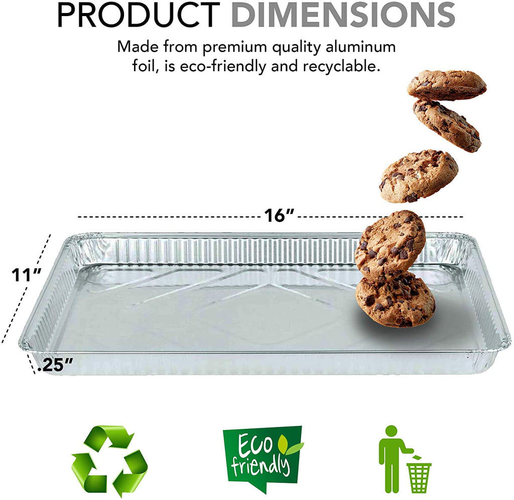 Stock Your Home Aluminum Pans Cookie Sheet Baking Pans (15 Pack) Disposable Aluminum Foil Trays - Reusable and Durable Nonstick Baking Sheets – Disposable Cookie Sheet Foil Pans - 16 Inch x 11 Inch