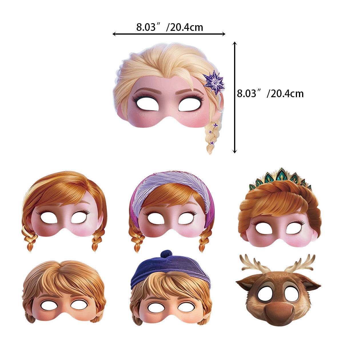 12Pcs Frozen Themed Paper Glasses, Party Supplies Photo Booth Prop Cartoon Character Cosplay Birthday Gift for Kids.