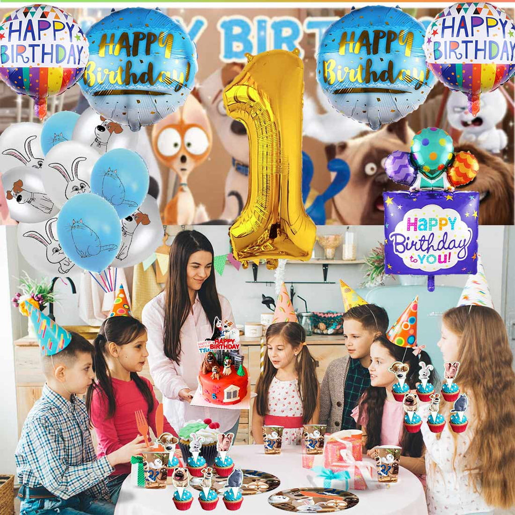 The Secret Life of Pets Balloons Party Supplies 1st Decor Tableware Birthday Cake Topper Decorations Banner Backdrop