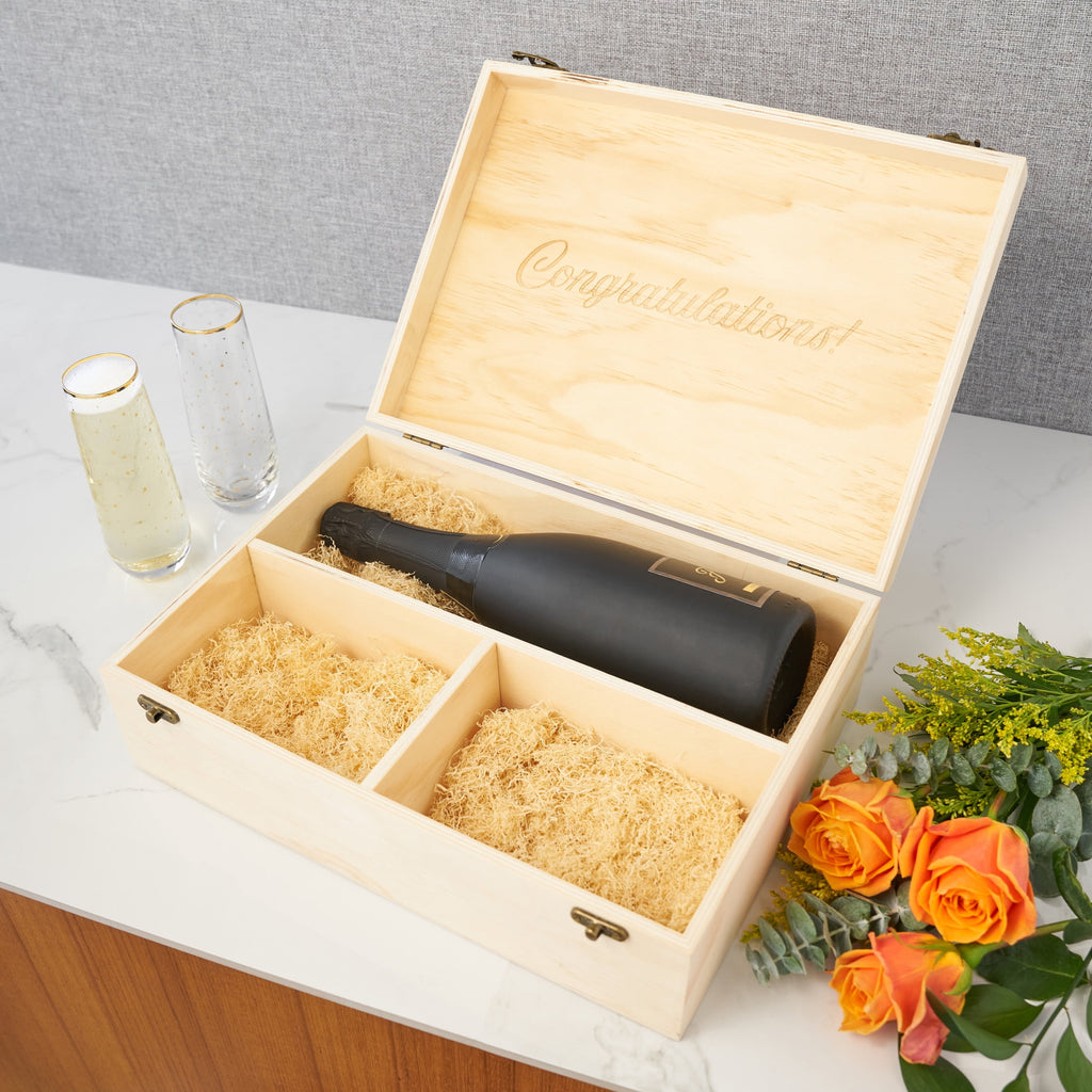 Twine Champagne Bottle Gift Box, 1 Bottle and 2 Champagne Flutes, Gifts