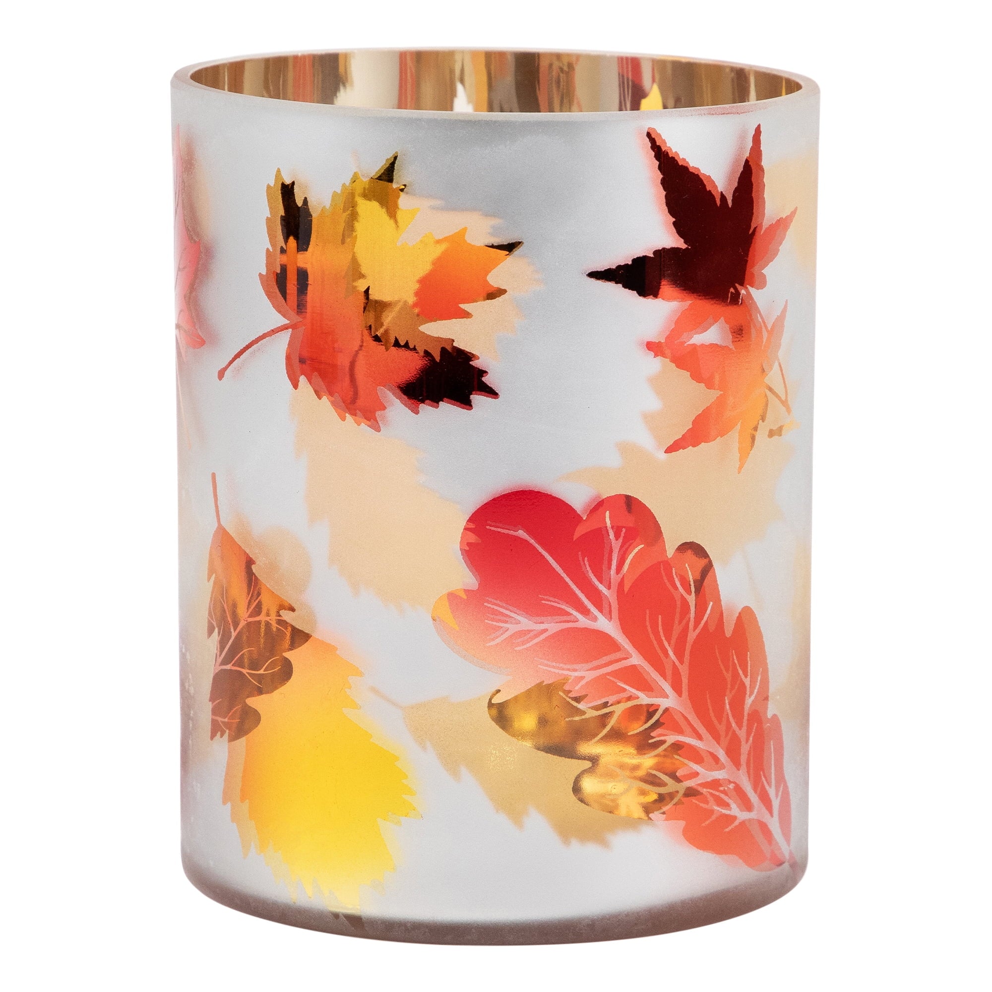 Northlight Autumn Leaves Glass Votive Candle Holder - 6"