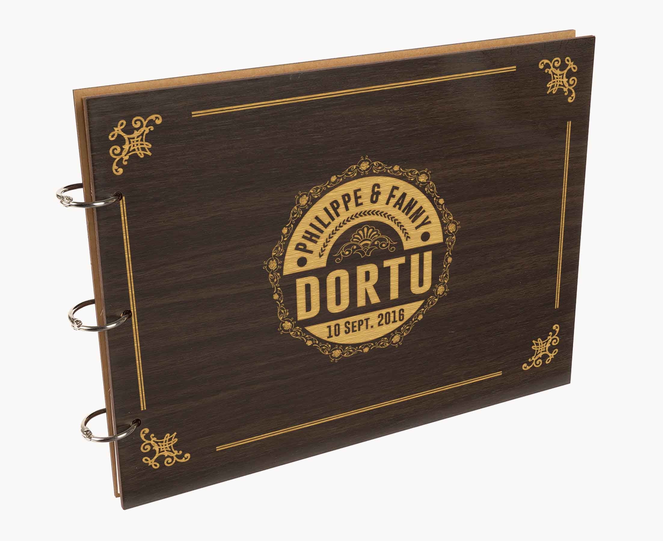 Darling Souvenir Personalized Engraved Laser Cut Wedding Guest Book Wooden Cover Sign-in Book Registry Guestbook Scrapbook-F2