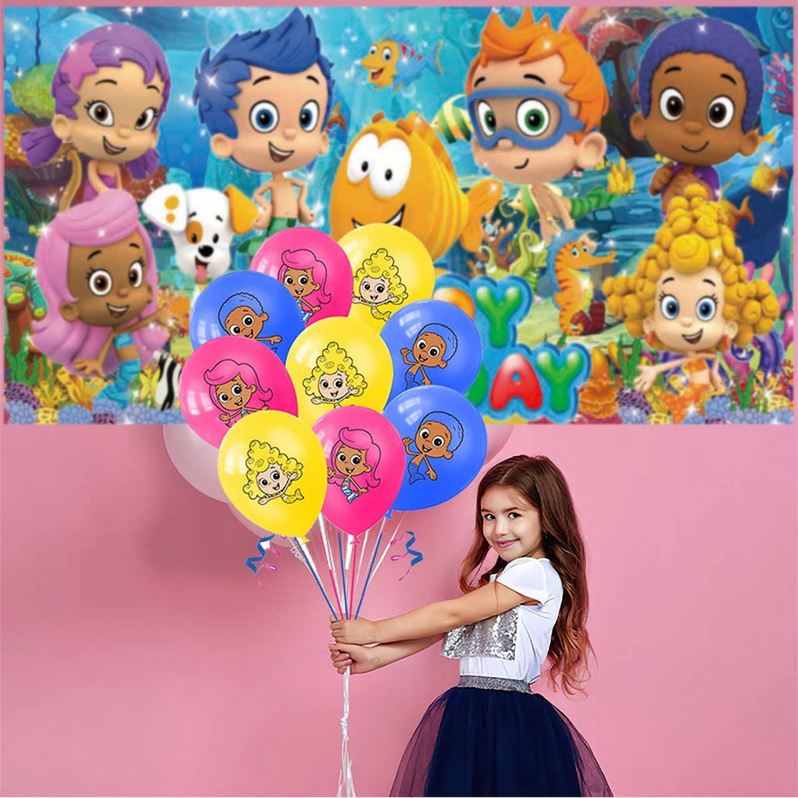 Bubble Guppies Birthday Party Supplies Balloons Plates Decoration Cake Topper Decor Tableware Banner Backdrop