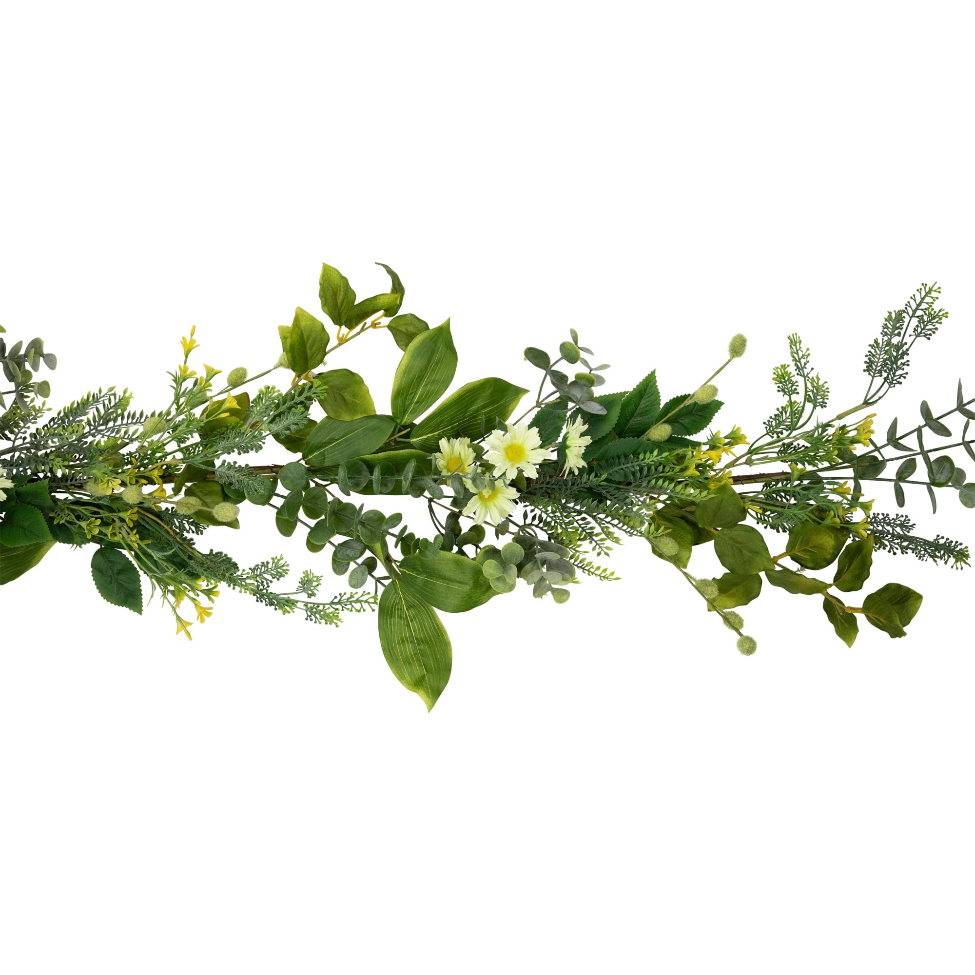 Mixed Foliage and Daisy Spring Garland - 5'