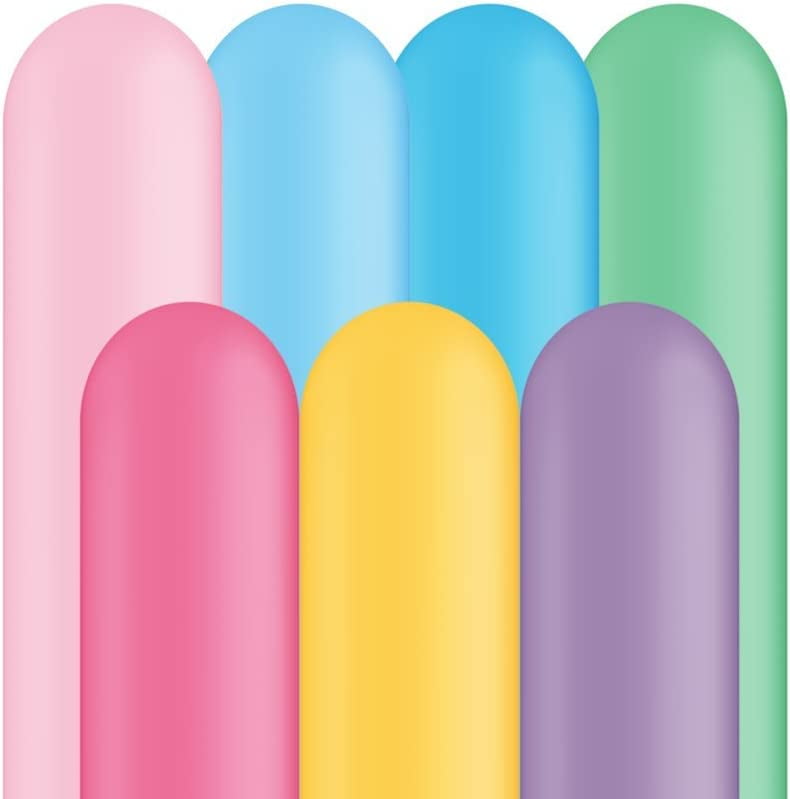 Qualatex 260Q Vibrant Assortment Biodegradable Latex Balloons 100 Units with 1 Dual Action Inflator Pump