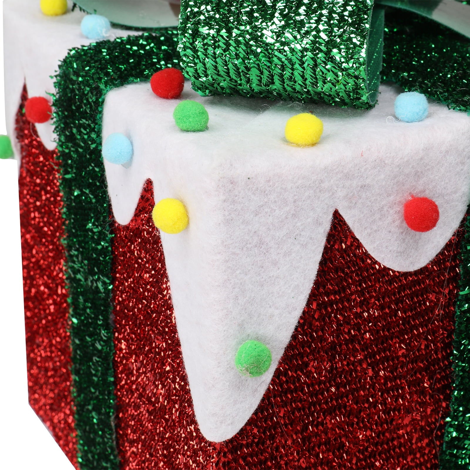 Set of 3 Lighted Gift Boxes Christmas Decoration,DFITO Iceberg Effect Colorful Small Cotton Balls Garden Gift Box Decoration