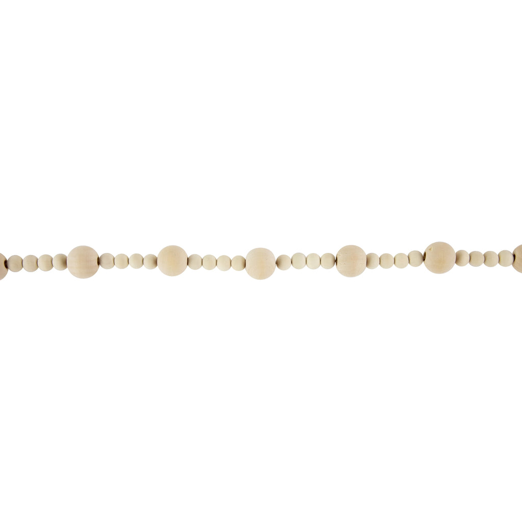Northlight 6' Cream Wooden Beads Christmas Garland, Unlit