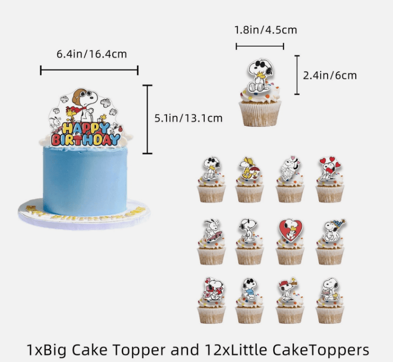 Snoopy Theme Birthday Party Supplies Set Balloon Banner Cake Toppers