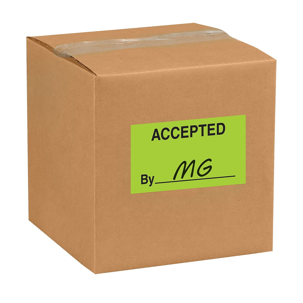Tape Logic Labels "Accepted By" 3" x 5" Fluorescent Green 500/Roll DL3301