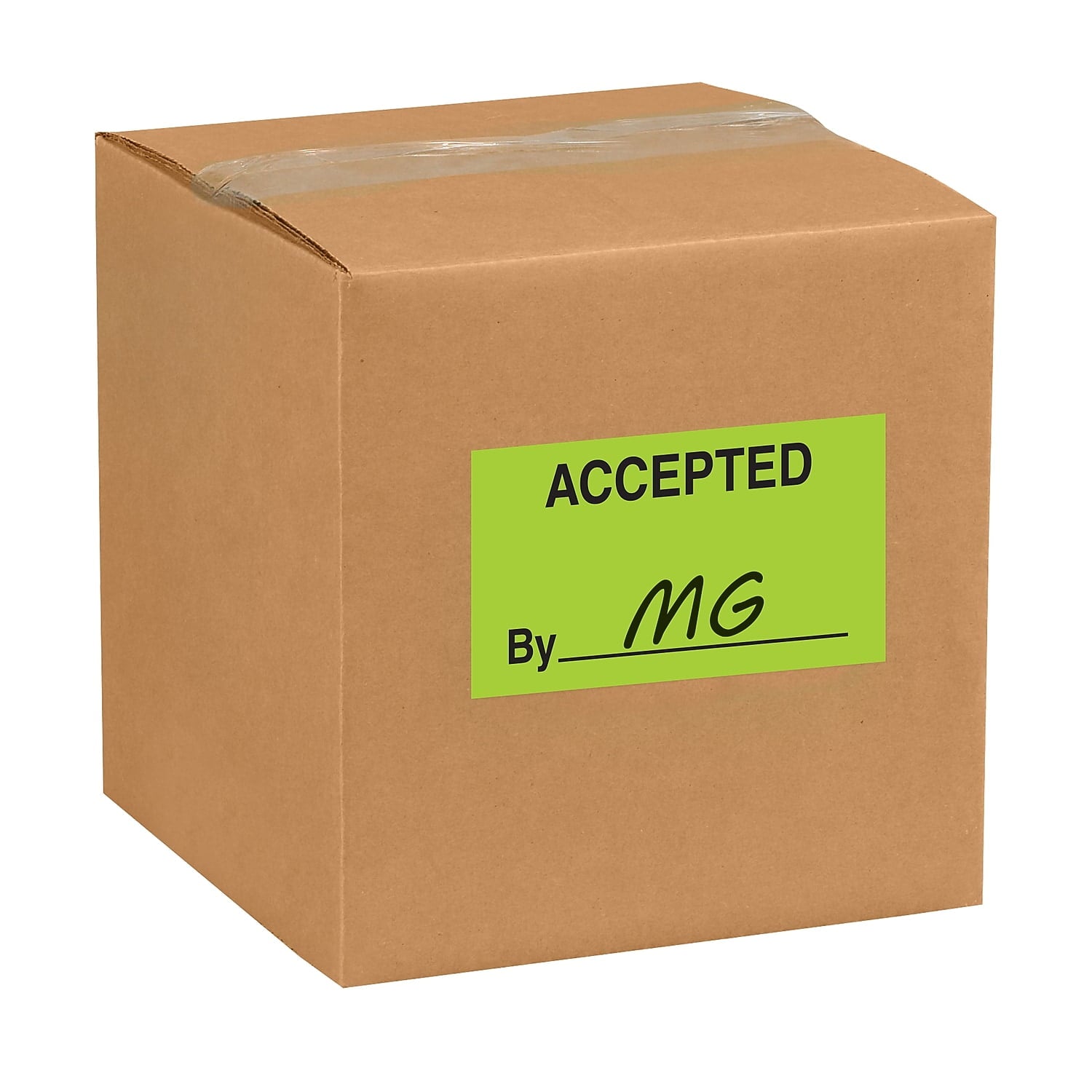 Tape Logic Labels "Accepted By" 3" x 5" Fluorescent Green 500/Roll DL3301