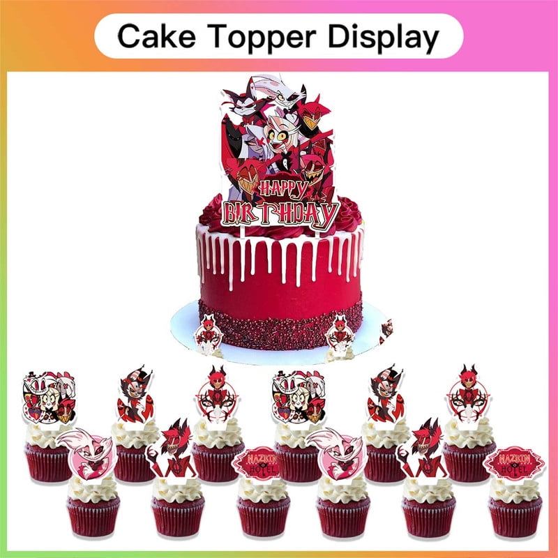 Hazbin Hotel Birthday Party Supplies Balloons Plates Decoration Cake Topper Decor Tableware Banner Backdrop
