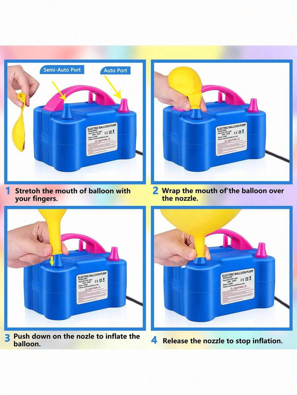 1pc Portable Electric Balloon Pump With Dual Nozzles, Electric Balloon Inflator, Air Blower, Ideal For Party Decorations, Gatherings And Time-Saving