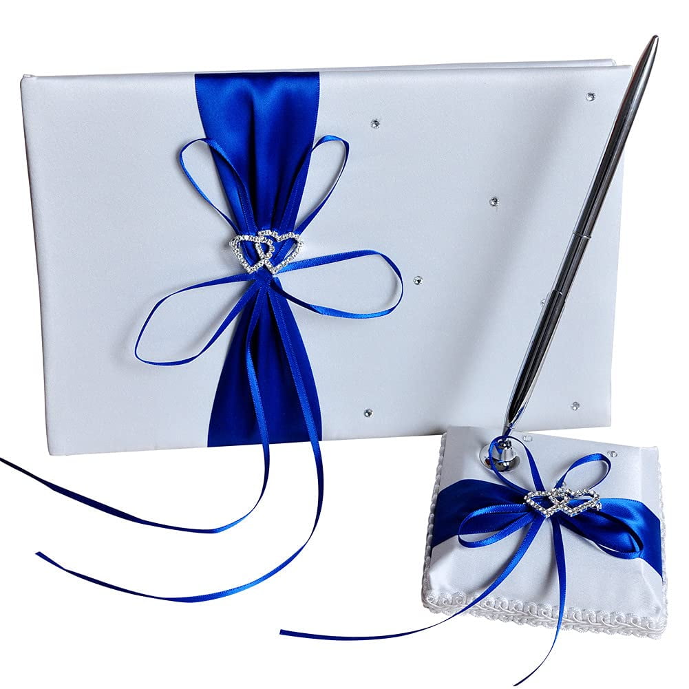 Wedding Guest Book, Signature Message Book, Ribbon Bow Wedding Guest Signature Book and Pen Holder For Party Birthday Engagement