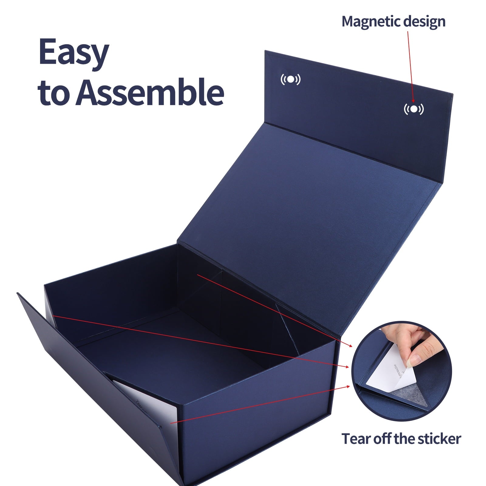 4 Pack Magnetic Closure Boxes Set, 12x8x4 Blue Gift Box with Lid for Party Festival Birthday