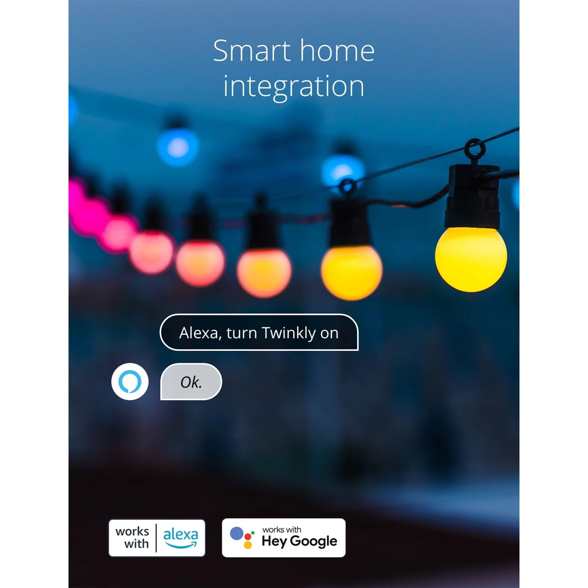 Twinkly Festoon App-Controlled Smart LED 20 Multicolor RGB Bulb Light String