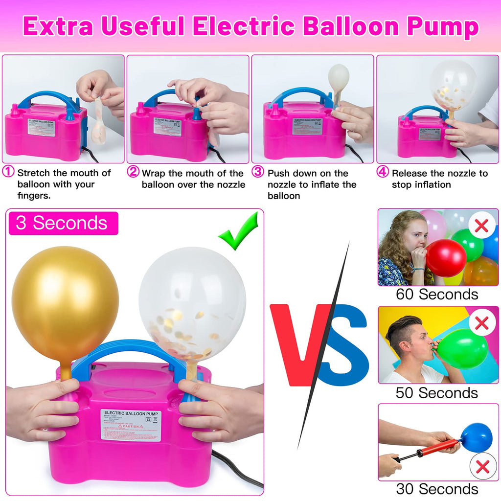 Husfou Balloon Arch Kit and Balloon Pump, 9' Tall x 10' Wide Adjustable Balloon Arch Stand Holder with Bases for Outdoor, Electric Air Pump for Bridal Graduation Baby Shower Decorations Party Supplies