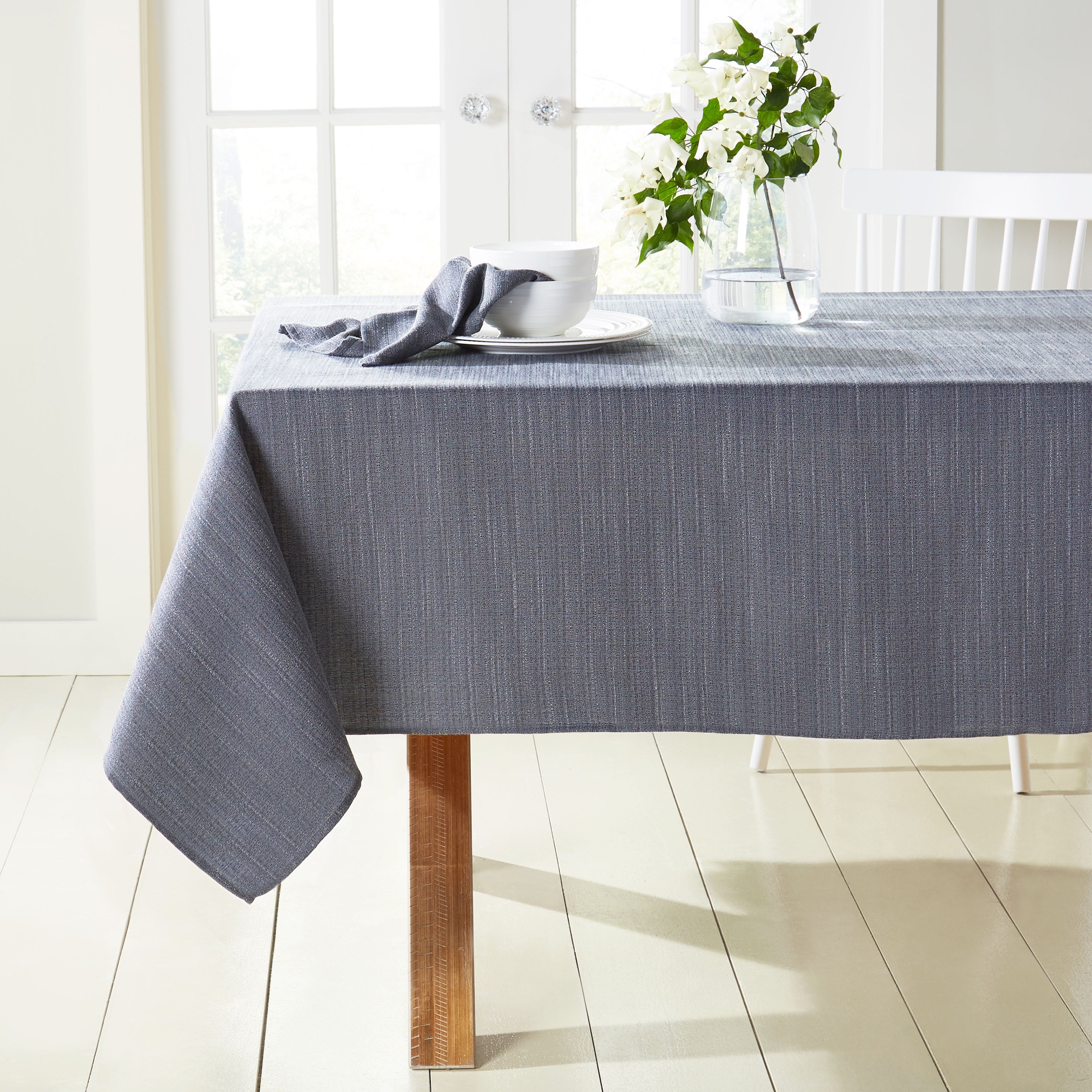 TOWN & COUNTRY LIVING Harper Stain and Water Resistant Tablecloth Single Pack, Grey Flannel, 60"x84"