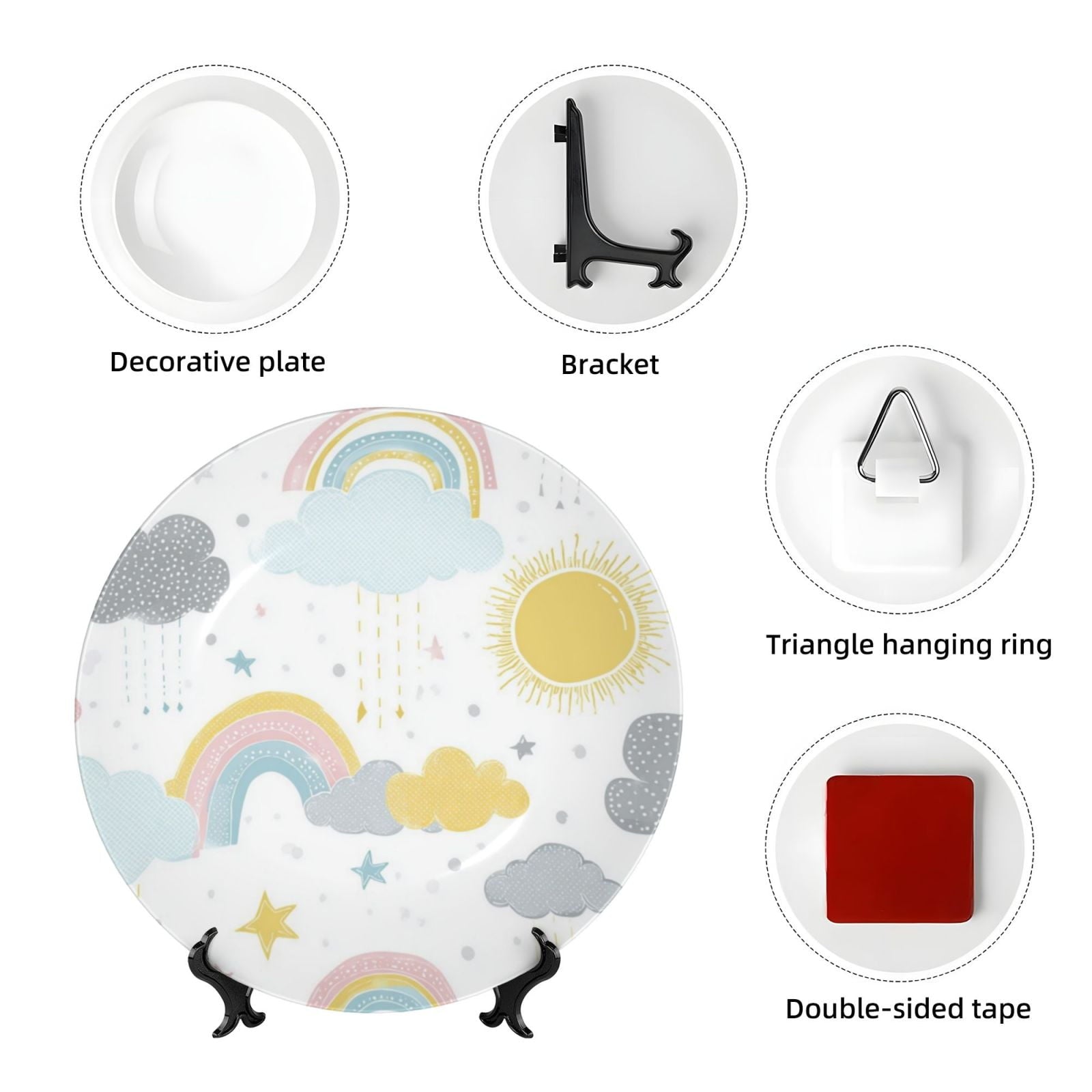 Decorative Plates – Bone China Wall & Table Decor - Rainbow - 8in