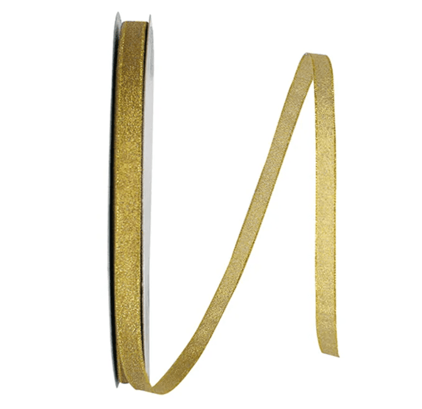 JAM Paper Christmas Gold Metallic Ribbon, 100yd x 0.37in, 1/Pack