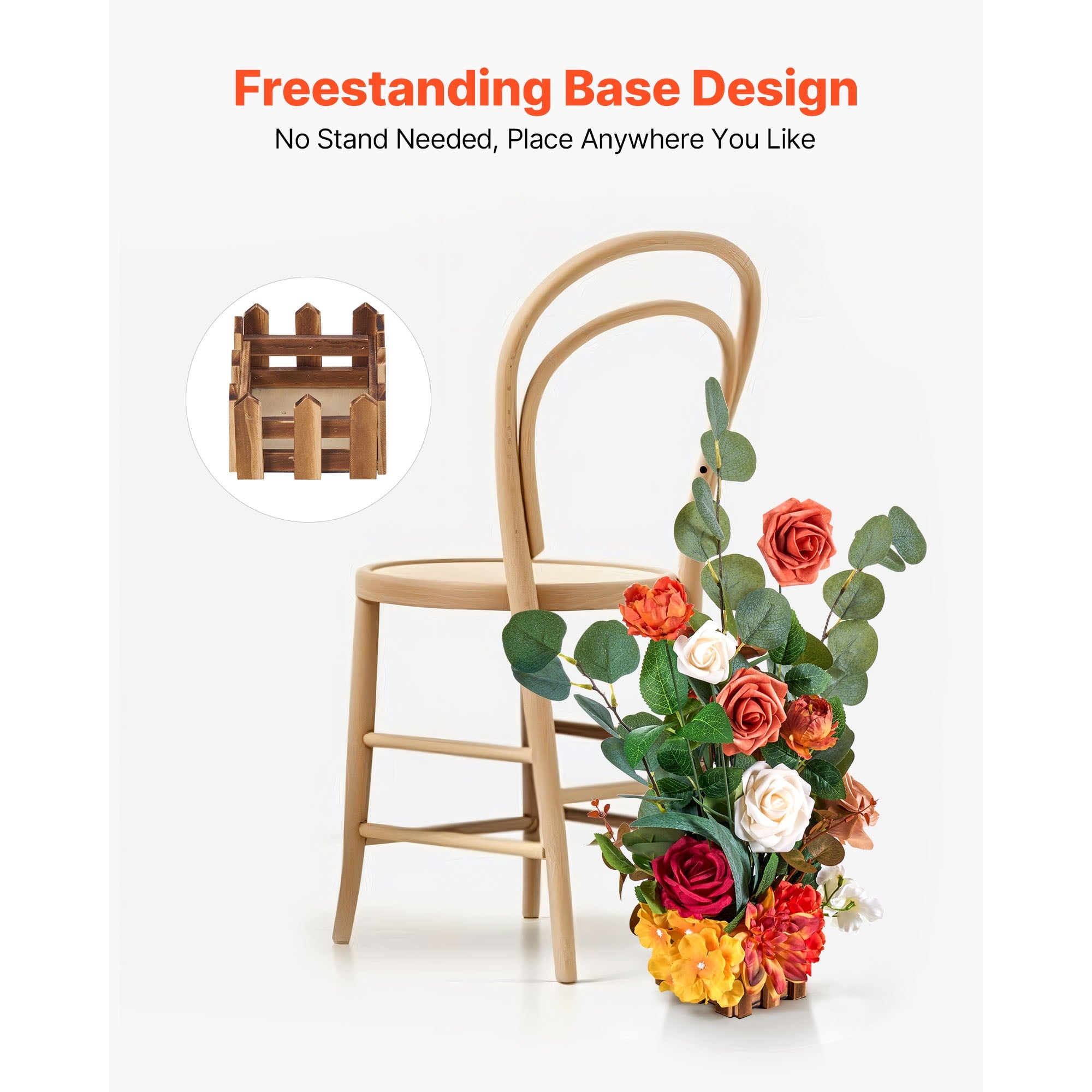 KFFKFF Standing Artificial Flower Arrangements Set of 4, 17.5-Inch Tall Faux Floral Decorations for Wedding Aisle, Orange Centerpieces for Ceremony, Reception, Party, and Outdoor Decor