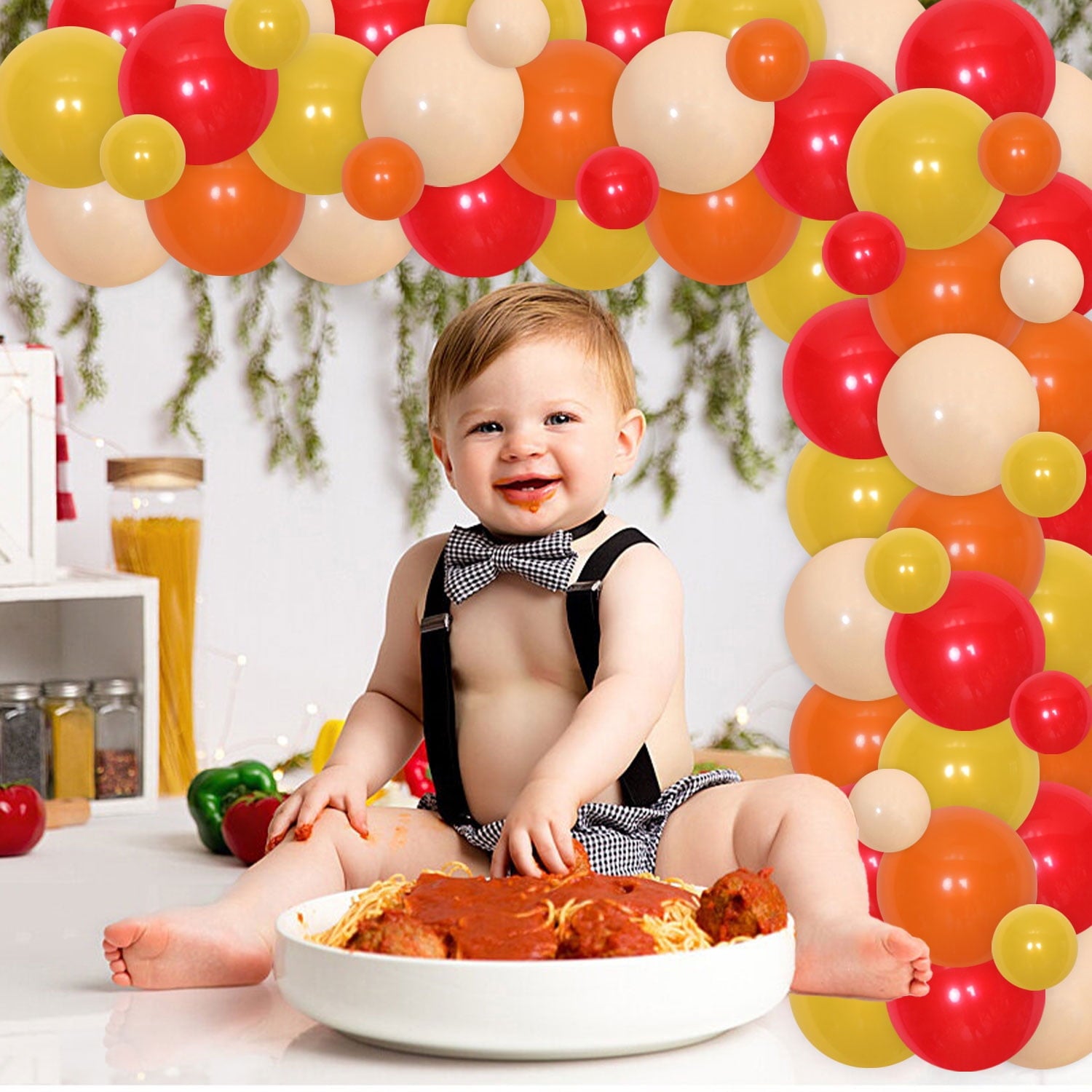 74Pcs Pizza Theme Party Decoration Set, Pizza Birthday Party Decoration Kit - Pizza theme SLICE SLICE BABY Backdrop, Sliced pizza foil balloon, Balloon Arch Garland kit for Boys Girls baby shower