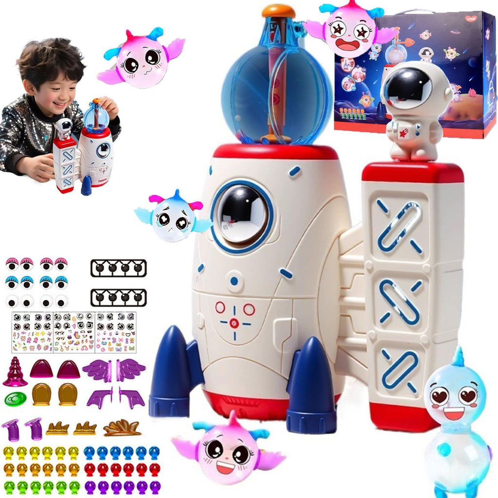 XUFLVPSEF DIY Space Magic Balloon Craft Kit, Sticker Decorated Balloons Toy for Kids, Rocket Air Pump Fun with Balloon Monster Pals, DIY Creative Activity, Birthday Gifts for Girls Boys Ages 3+