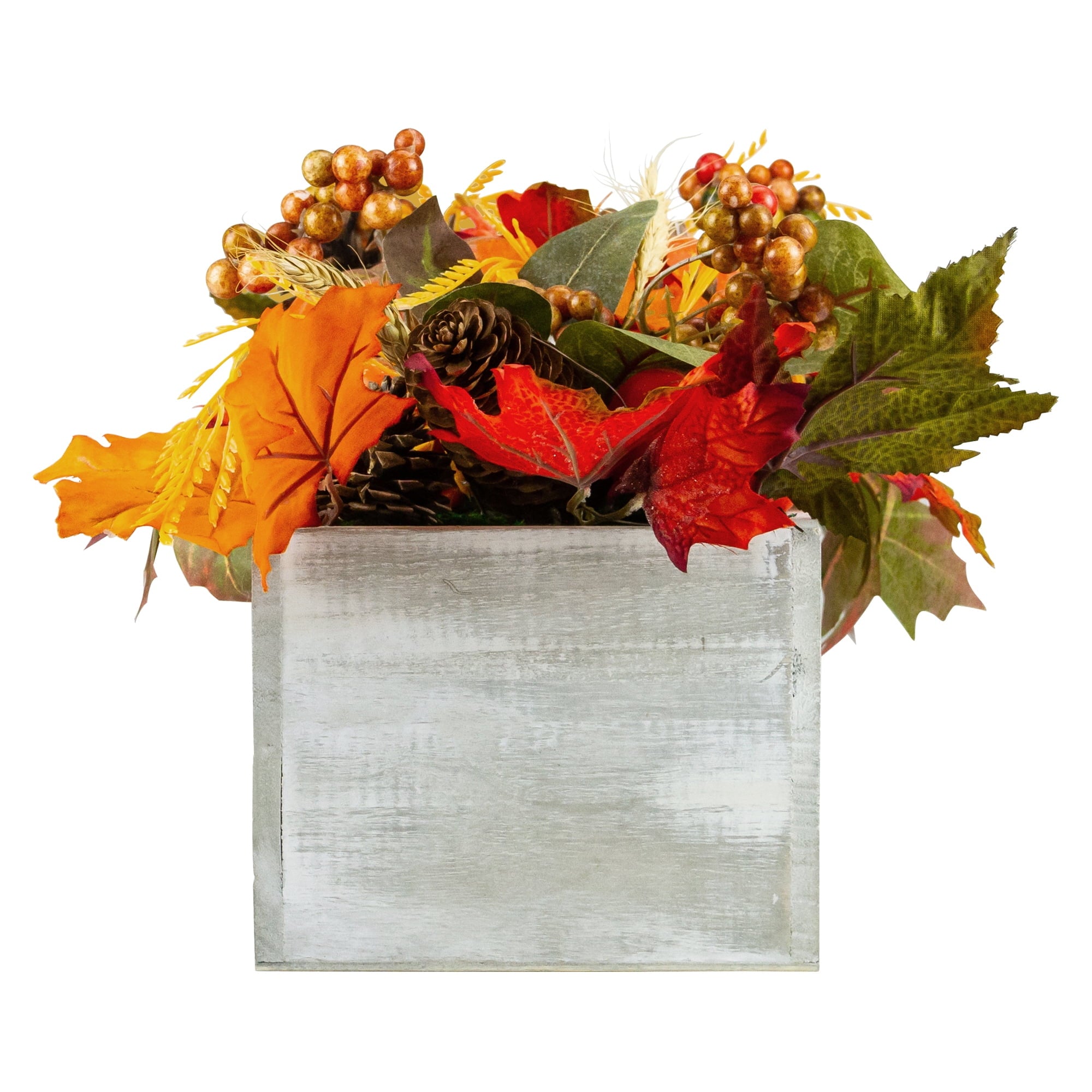 Northlight Autumn Harvest Arrangement in a "Thankful" Rustic Wooden Box Centerpiece - 21"