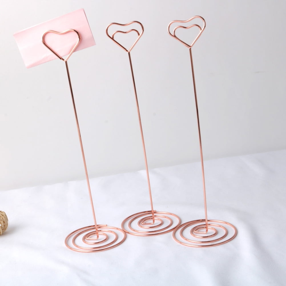 WHAMVOX 10Pcs Place Card Holders for Table Heart Shaped Stand Iron 2.8x2.8x8.7in